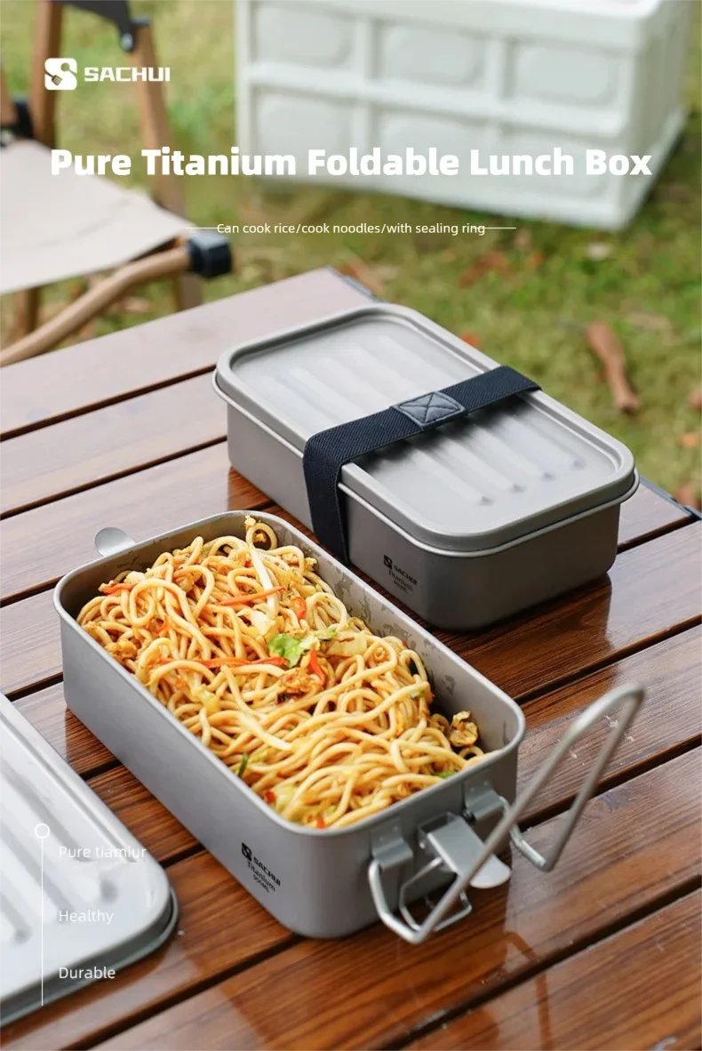 Einschichtige Lunchbox aus reinem Titan für Outdoor-Camping, langlebige, versiegelte Mahlzeitenbox, leichte, tragbare Bento-Box, Lebensmittelbehälter für zu Hause – Detail 1