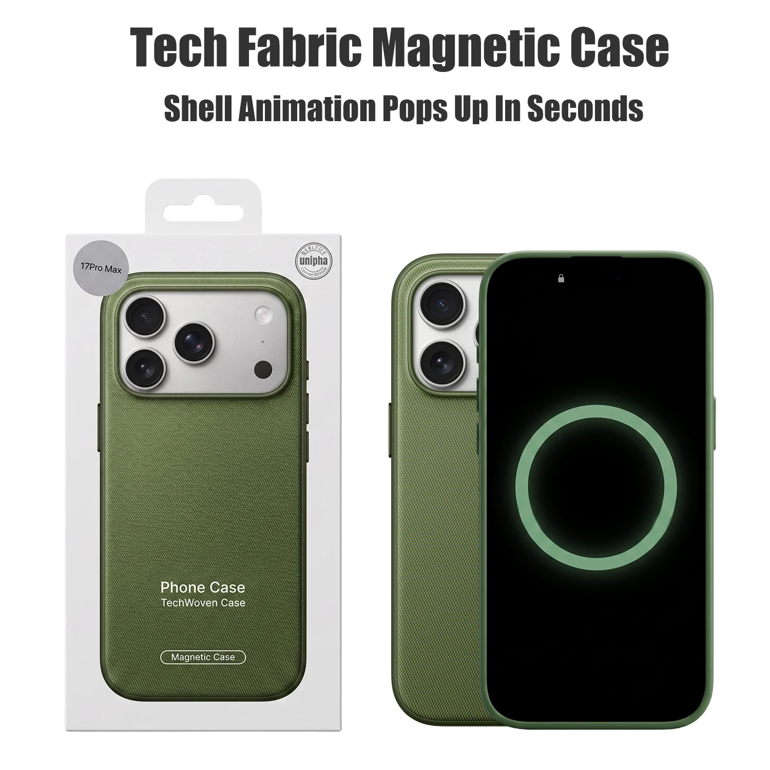 Capa de Celular Tecida com Tecnologia de Animação Original para iPhone 17 16 15 14 13 Pro Max, Capa Magnética Antichoque TecWoven Compatível com MagSafe