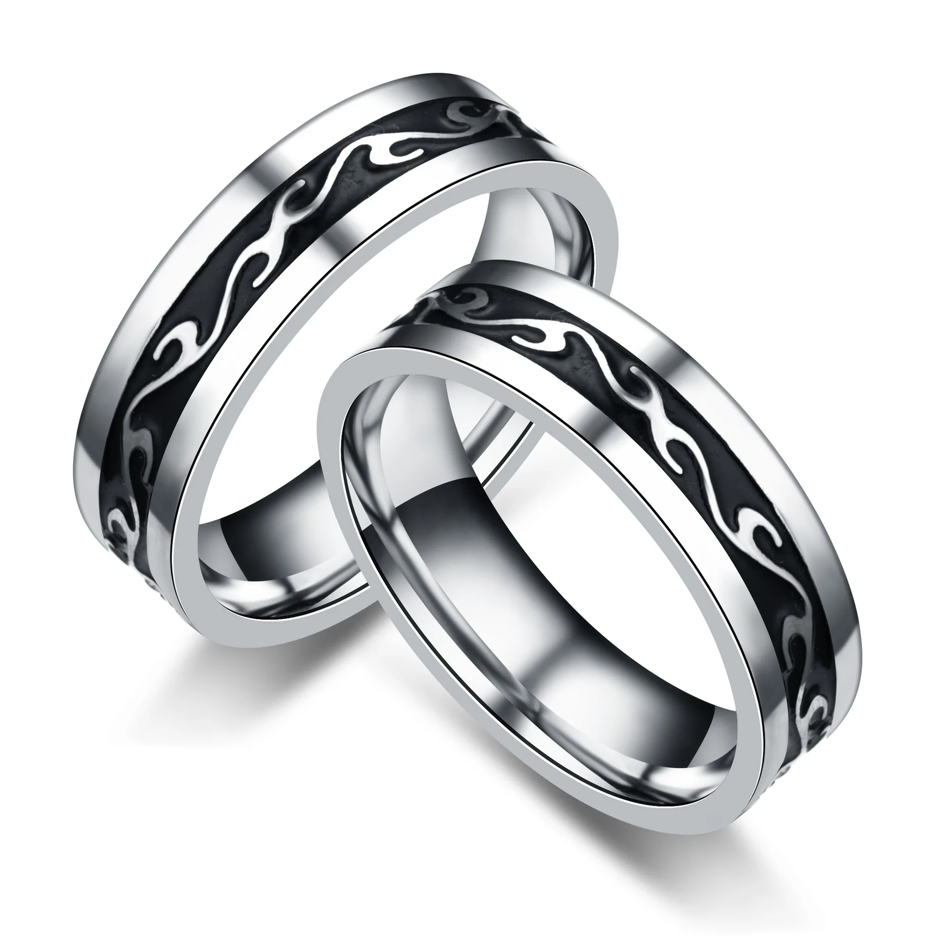 Autumn and Winter New Arrivals Stainless Steel Rings Width 6mm Women Men Unisex Vintage Black Statement Rings Fashion Jewelry