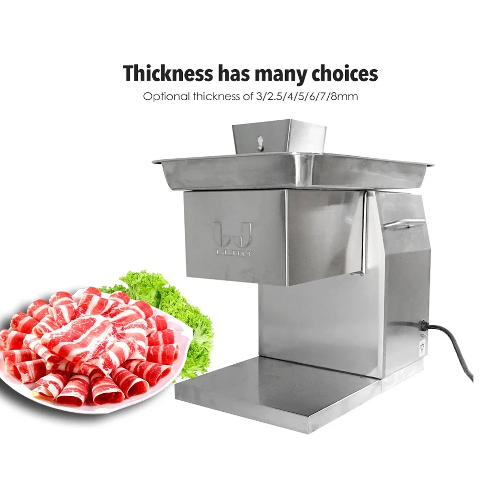 

Commercial Meat 250KG/H Electric Frozen Meat Slicer Stainless Steel Bacon Meat Chopper 2.5/3/4/5/6/7/8mm Thickness