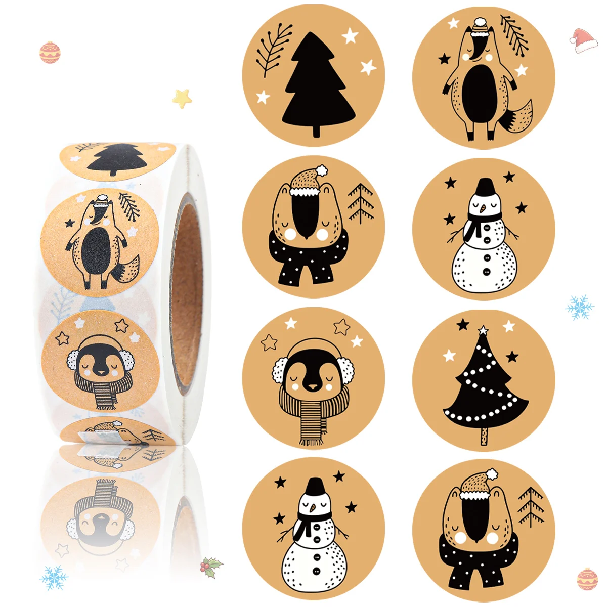 500pcs/roll Christmas Gift Stickers Merry Christmas Decor for Home 2026 Self-Adhesive Envelope Label Navidad Natal New Year 2027