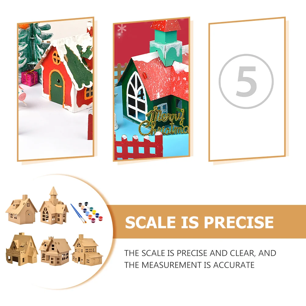 5 Sets Christmas Decorations Cookie House Festival Handmade Biscuits Manual Educational Toy Xmas Homemade Hut DIY Child