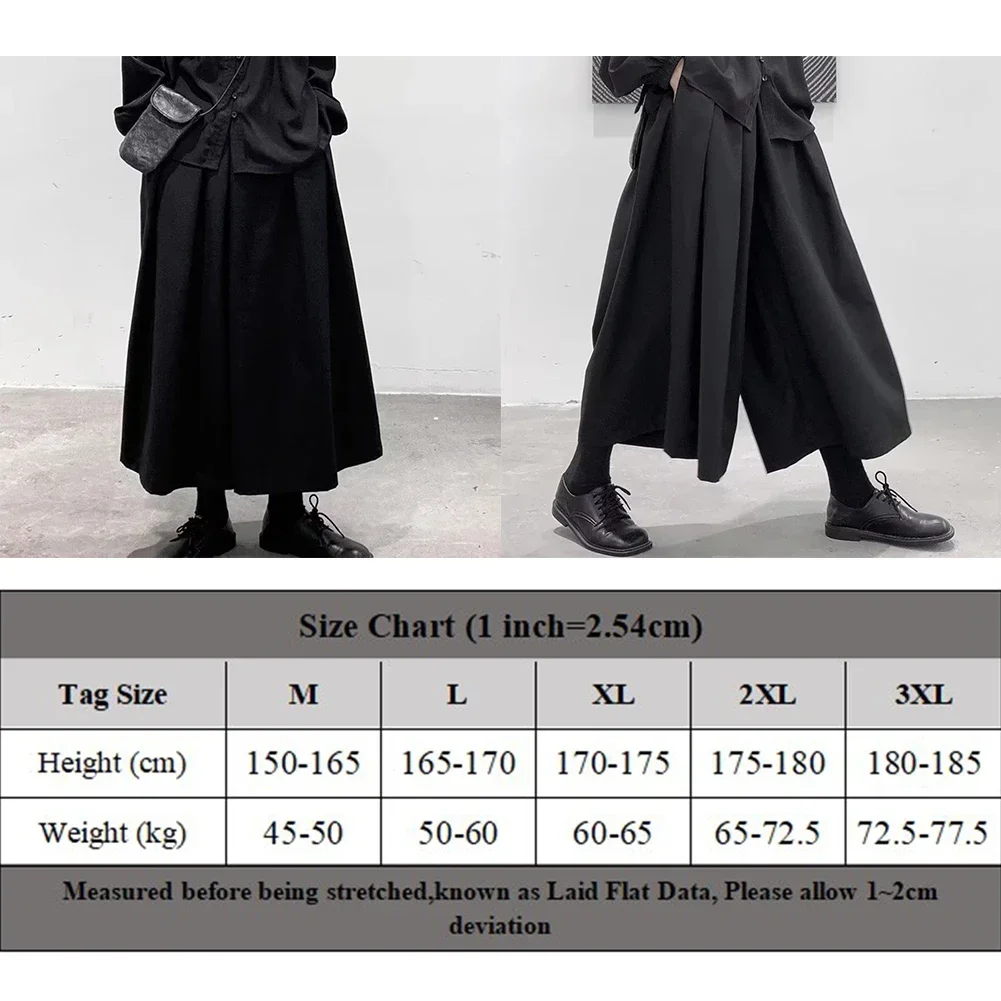 Mens Gothic Dark Style Loose Cropped Hakama Wide Leg Design Sense Samurai Pants Design Sense Samurai Pants