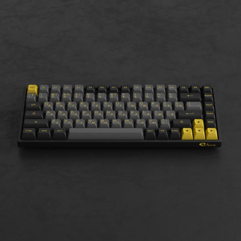 Imagem -04 - Teclado Mecânico para Jogos sem Fio Akko Preto e Dourado Rgb Hot-swap 84 Teclas Multimodo com Asa Russo Cereja 3084b