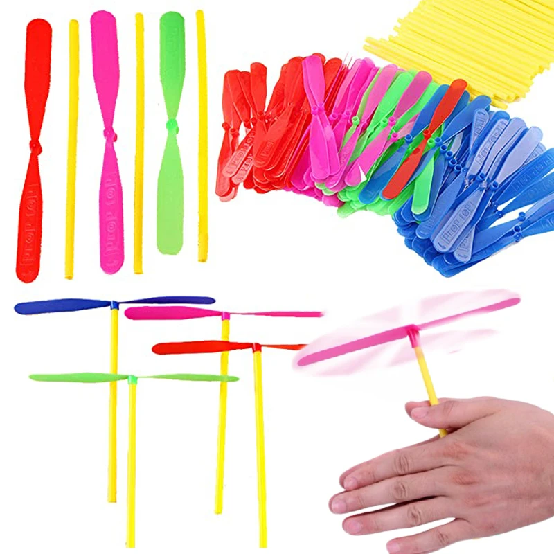 

98pcs Interesting Plastic Bamboo Dragonfly Propeller kids Outdoor Toys Parent child interactive toys Rotating Flying Arrow toys