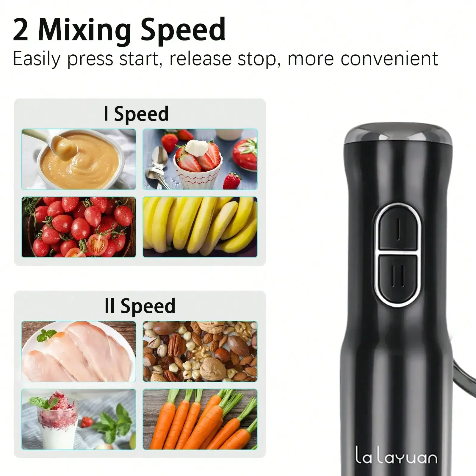 Lalayuan 110v Household Kitchen Multi-Functional 400w 2-Speed Food Processor Blender With Stainless Steel Shaft & 2-Leaf Blades