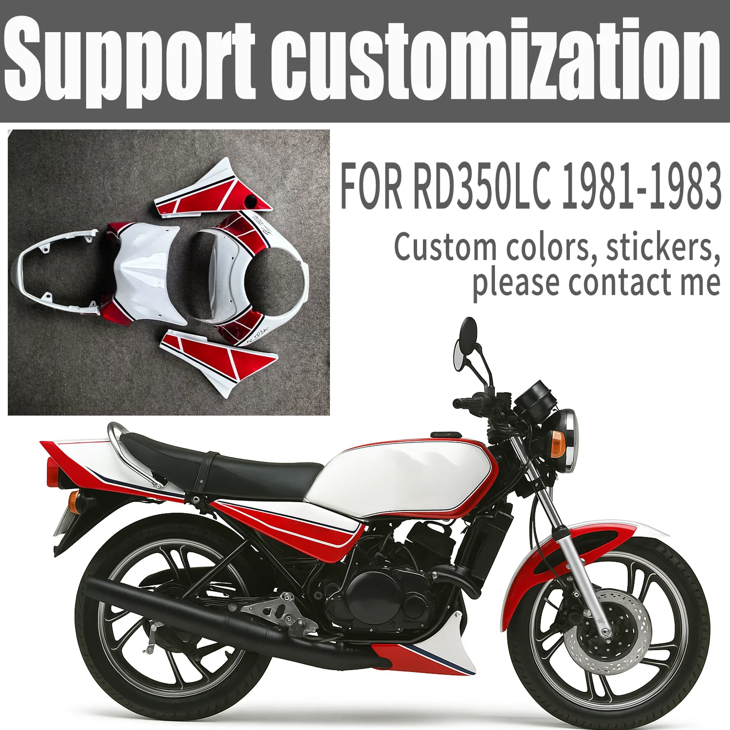 

Подходит для YAMAHA RD350LC RZ350, комплект обтекателей для мотоциклов YAMAHA RD350LC RZ350, комплект обтекателей RD350 RZ 350 1982 1983 1984 1985
