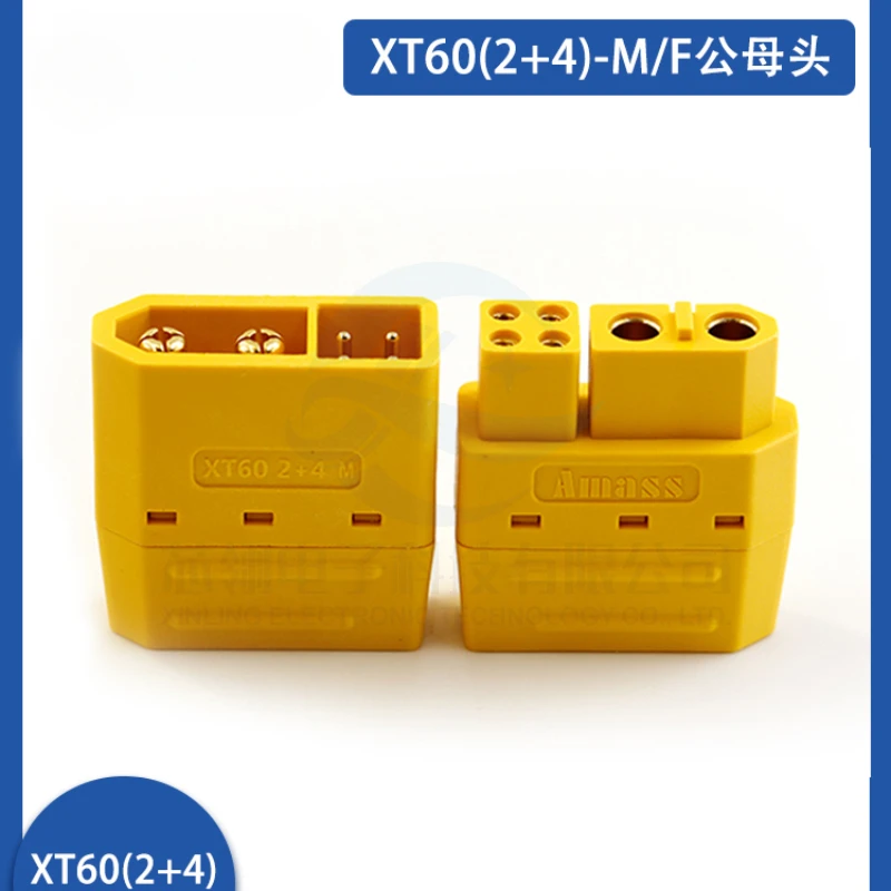 Original Amass XT60(2+4) Plug with Signal Pin with Sheath Welding Wire Authentic Model Fittings