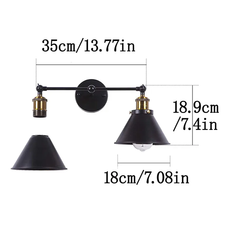 Industrial Wall Light Lamp e27 Vintage Wall Sconce Indoor Lighting Loft Double Head Lights for Bedroom Bedside Living Room