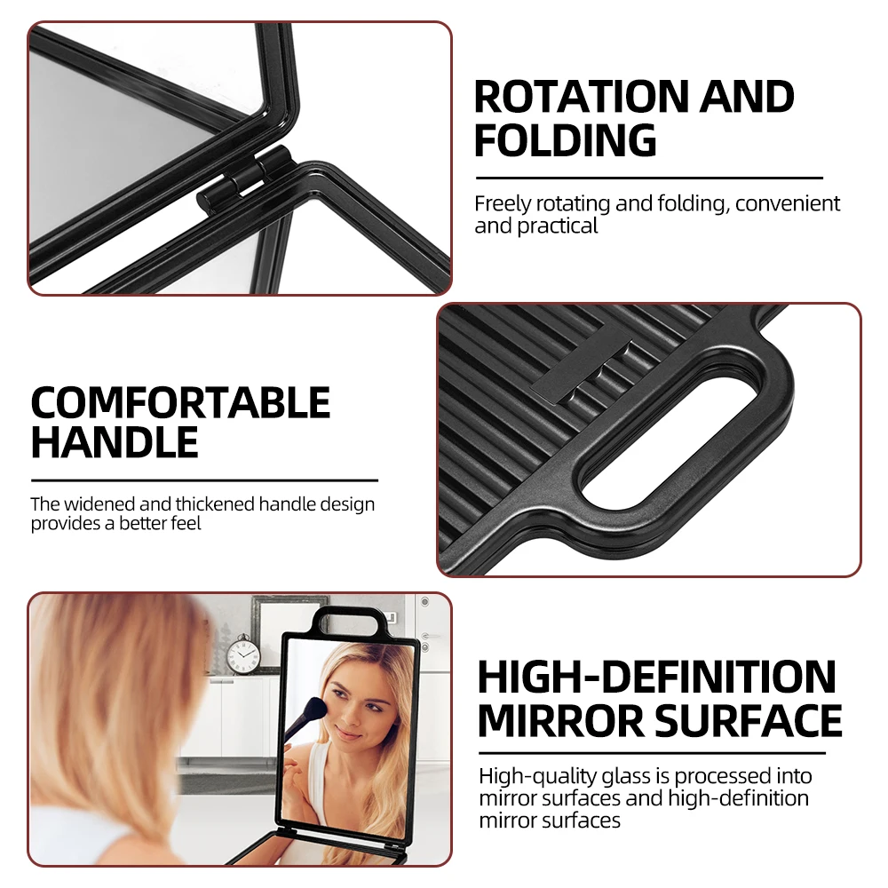 Double-Sided Folding Makeup Mirror Large Size Rotation Portable Travel Cosmetic Mirror for Home Bathroom Vanity Salon Hair