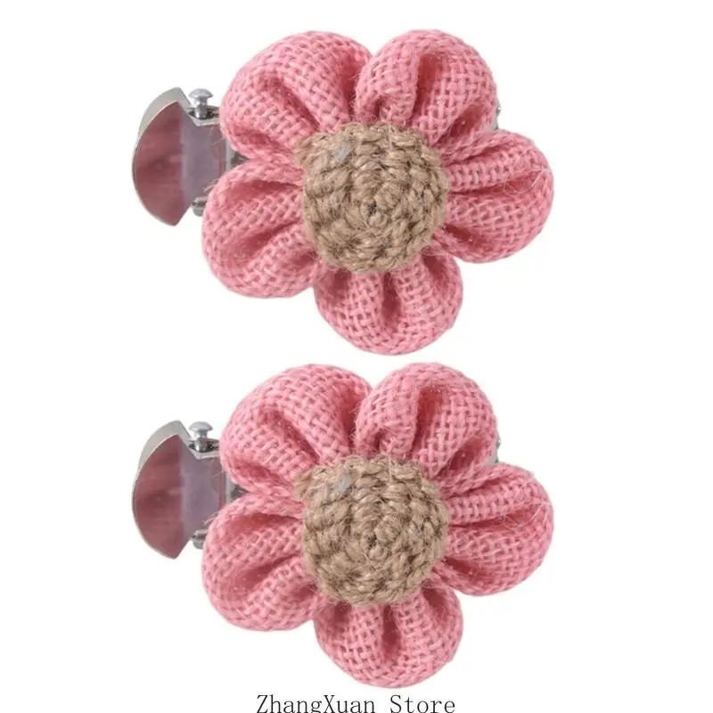 Natural Fabric Curtain Clip Set Of 2 Elegant Flower Design Drape Tiebacks Clamp 3XUF