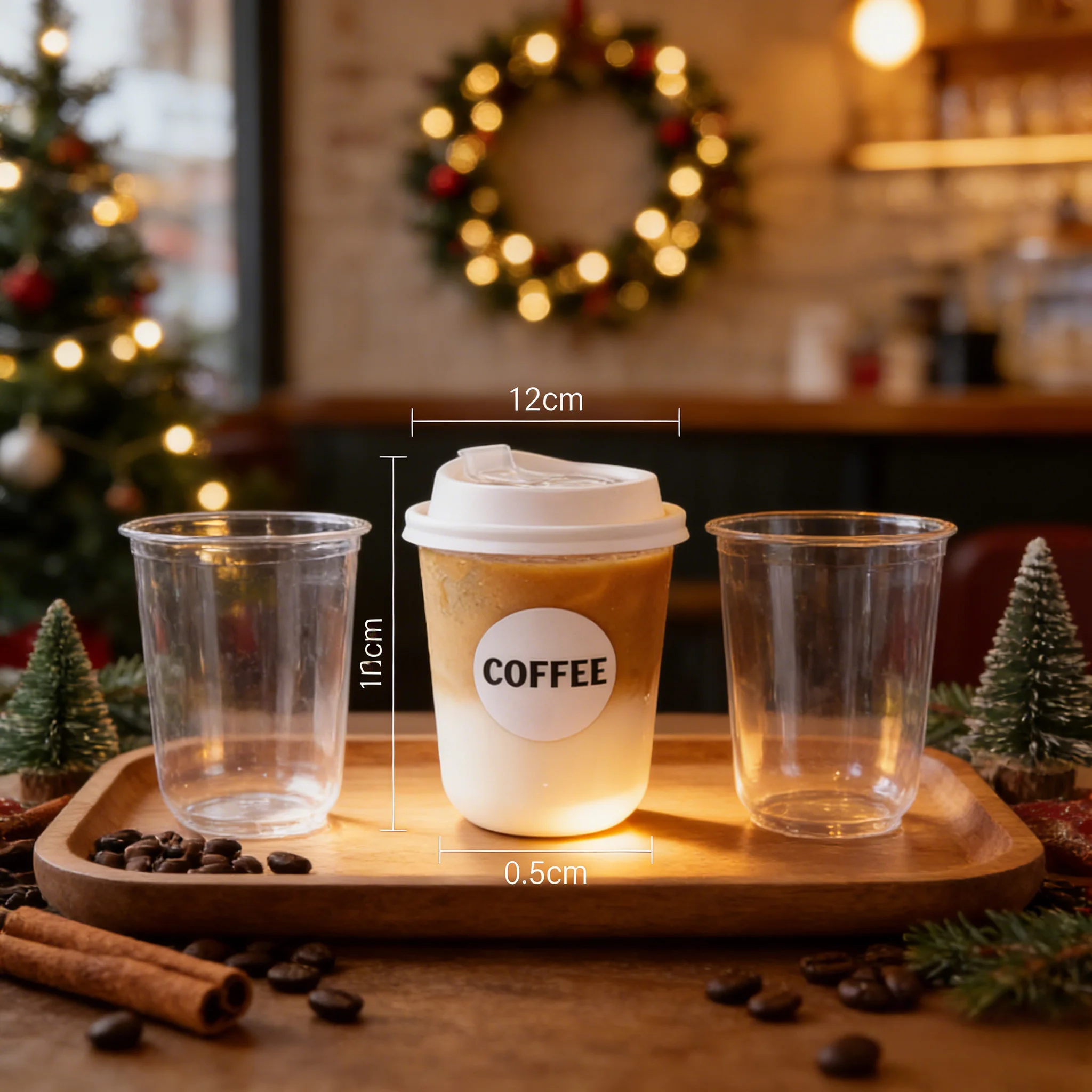 

Plastic Take-Out Cups with Lids - 12oz Clear Disposable Hot Beverage Cups for Iced Coffee, Smoothies, Parties, and Home Use