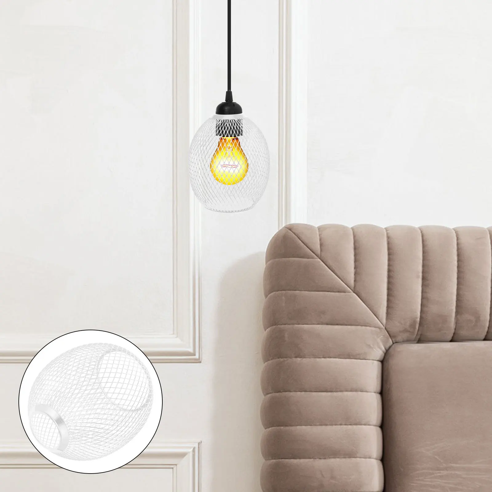 

Iron Wire Hollow Out Drum Shape Lampshade Modern Ceiling Light Shade for Living Room Dining Bedroom Decor Metal Pendant Light