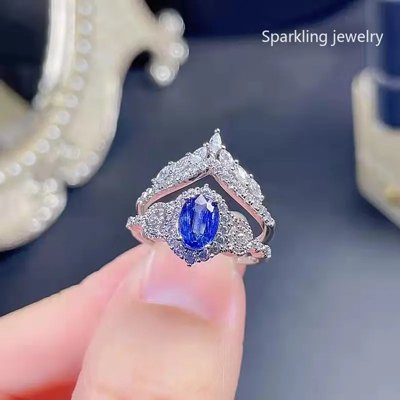 

5*7 Natural Tanzanite Ring S925 Sterling Silver Women's Ring Exquisite Luxury Charm Wedding Jewelry Free Mail