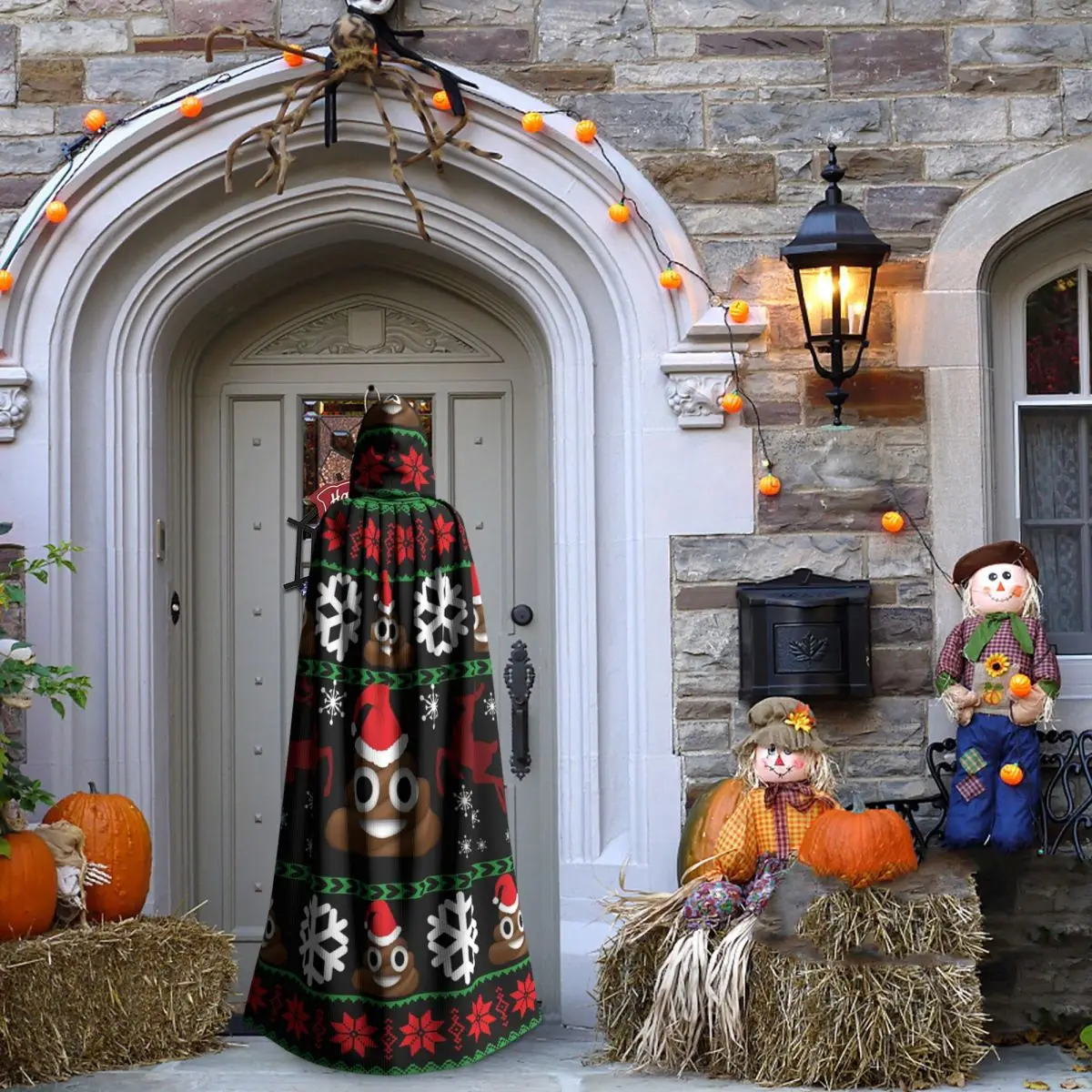 Funny Poop Christmas Gifts Ugly Funny Christmas Sweaters Style Long Hooded Cloak Witch Medieval Costume Cosplay HalloweenCoat