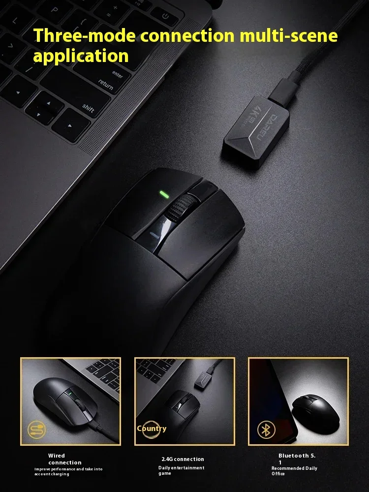 Imagem -06 - Dareu-mouse para Jogos sem Fio A950 Pro Rgb Bluetooth Portátil Tri-mode Paw3395 4k para Computador Teclado pc Escritório Presente