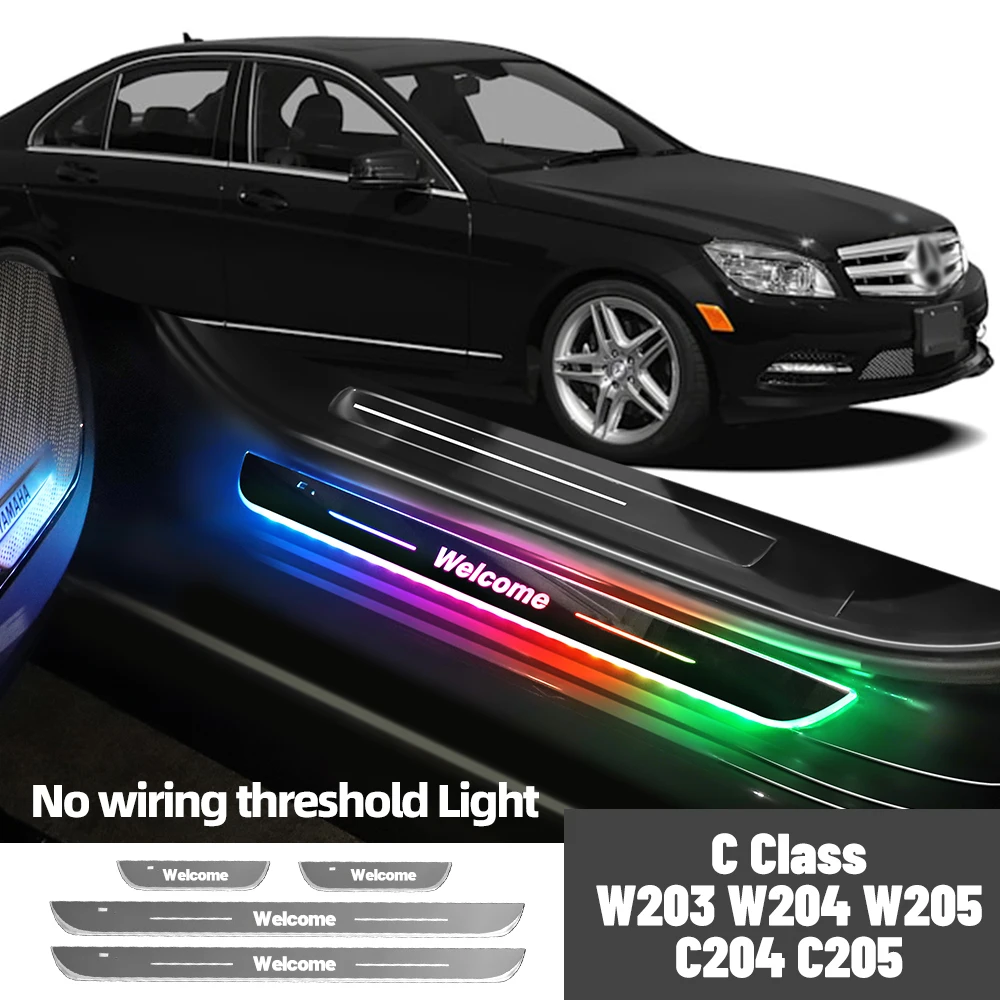 

For Mercedes Benz C Class W203 CL203 W204 W205 Car Door Sill Light Customized Logo LED Welcome Threshold Pedal Lamp Accessories