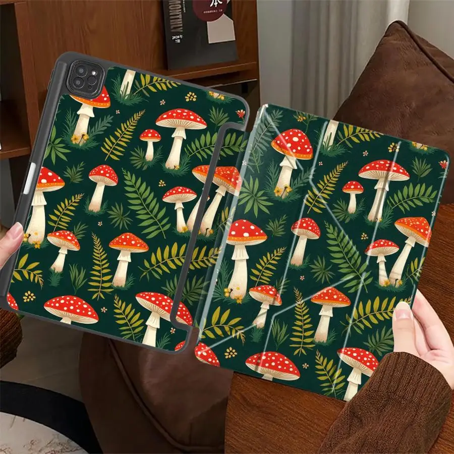 

Holder Cover Tablet Case For iPad Pro 11th 10th 9th 8th 7th 12.9inch Pro 2025 Mini 6 7 Air 4 5 M3 M2 1 2 M4 11inch Red Mushroom