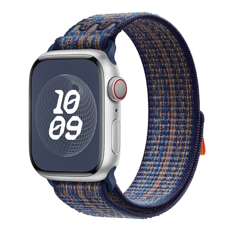 Correia de Nylon Loop para Apple Watch, Banda para iWatch Series 3, SE, 4, 5, 6, 7, 8, 9, Ultra 2, 44mm, 40mm, 45mm, 41 milímetros, 49 milímetros, 42 milímetros, 38 milímetros