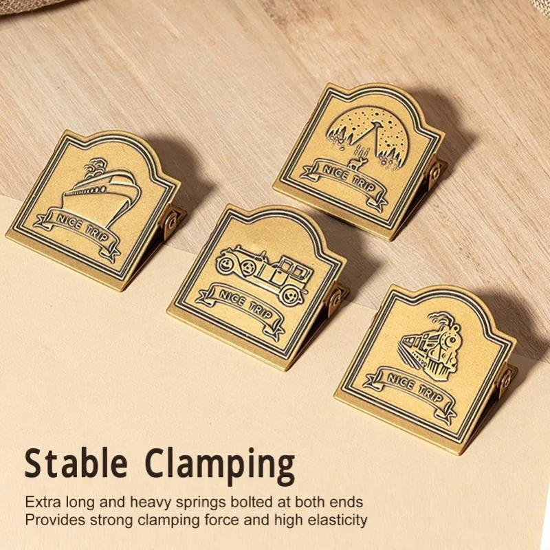 Brass Binder Clip Vintage Decorative Strong Clamping Force Book Clip For Journal Notebook Drawing Paper Sketch Paper Type 3