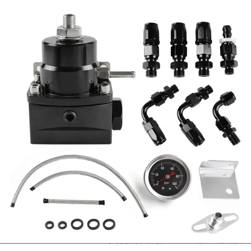 

Car Crown Universal Adjustable Fuel Pressure Regulator With Gauge+AN6 Fuel Line Hose+Fittings End Kit