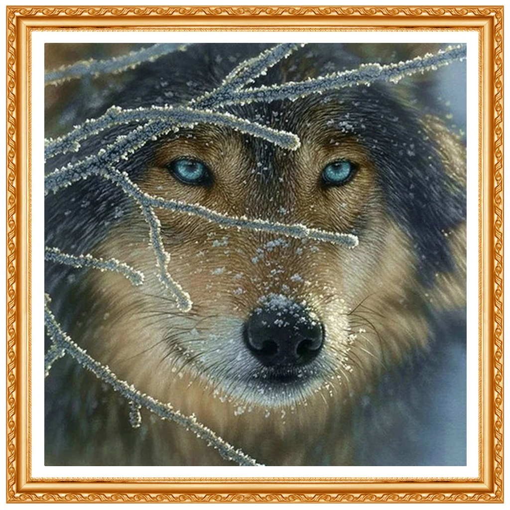 Needlwork Diamond Embroidery 5D Diy Diamond Painting Cross Stitch Wolf Crystal Full Diamond Sets Unfinish Decorative  BJ384