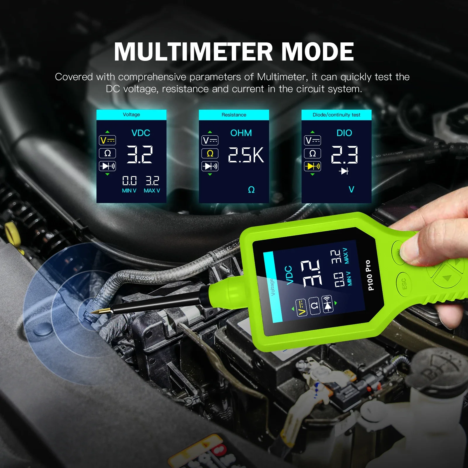 Topdiag P100 Pro جهاز فحص الدائرة الكهربائية للسيارات 12/24 فولت سيارة التشخيص مسح المركبات نظام كهربائي تستر دراجة نارية محلل الدائرة