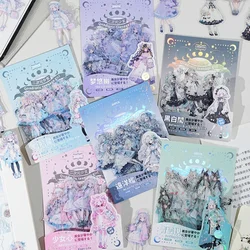 30Pcs/bag Silver Bronzing Sticker Bag Cute Cartoon Girl Kawaii Anime Character Theme Scrapbooking Journaling Material Collages