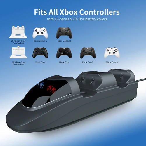 Imagen 2 del producto Estación de carga de controlador con paquetes de baterías recargables de 2x3600mWh para Xbox One/Series X | Controlador S, base de carga dual para