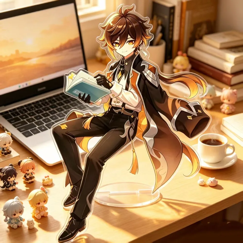 Game Yuan Shen Impacting Furina Zhongli Flins Columbina Acrylic Stand Model Plaque Anime Ornament Decoration Crafts Figurines