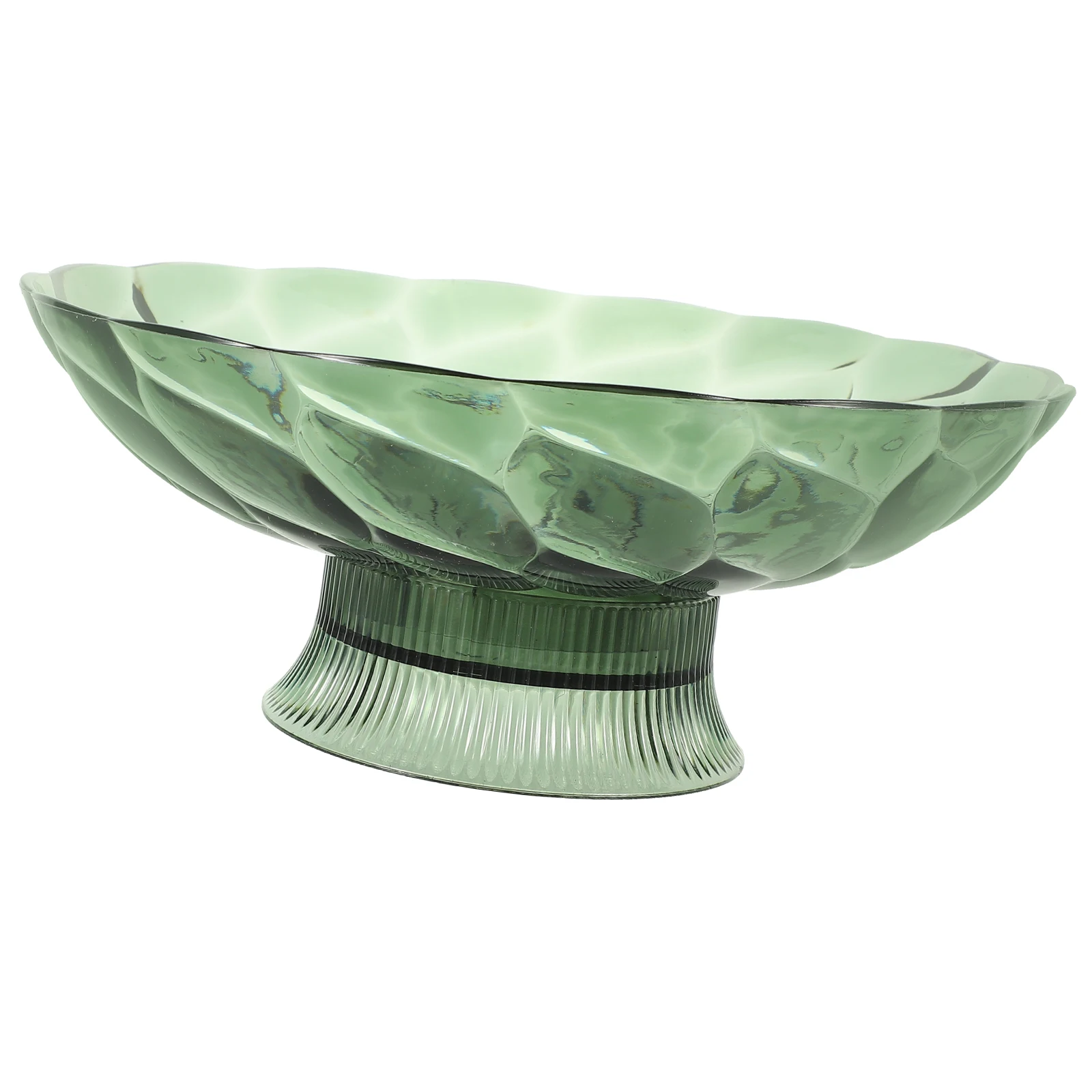

1pc Large Capacity Fruit Tray Green Transparent PET Draining Bowl Household Decorative Serving Tableware Party Use