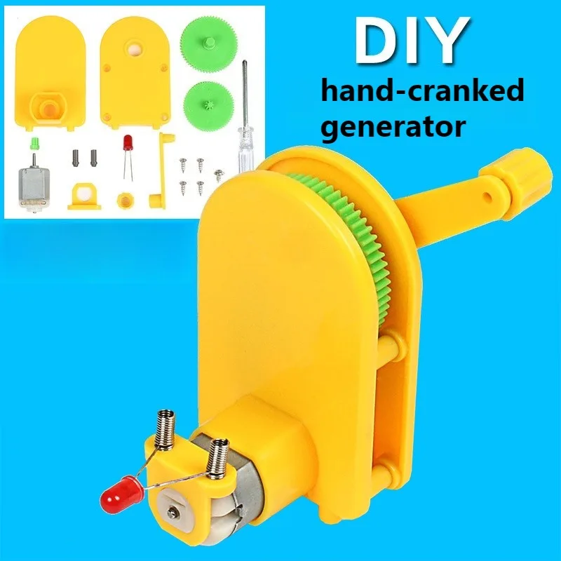 Student DIY Hand Powered Generator Physics Electromagnetic Experiment Equipment Science Making Model Educational Study Lab