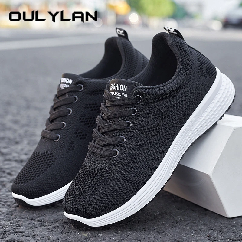 

Oulylan Summer Mesh Breathable Sports Shoes Women Sports Solid Color Running Footwear Female Casual Lace Up Anti Slip Sneakers