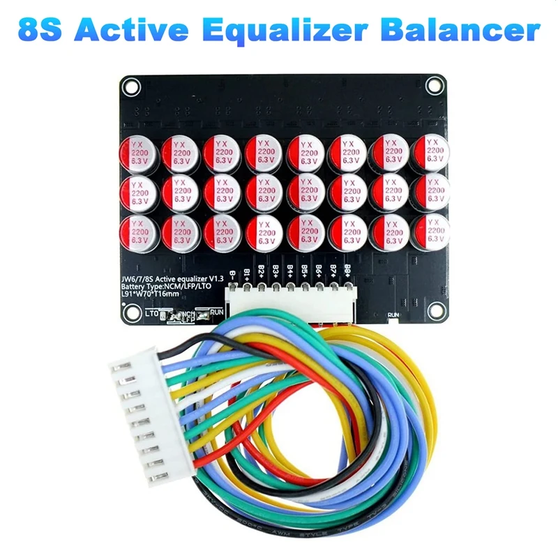 

AU04 -8S Active Equalizer Balancer Lifepo4 Lipo LTO Battery Energy Equalization Capacitor BMS Board