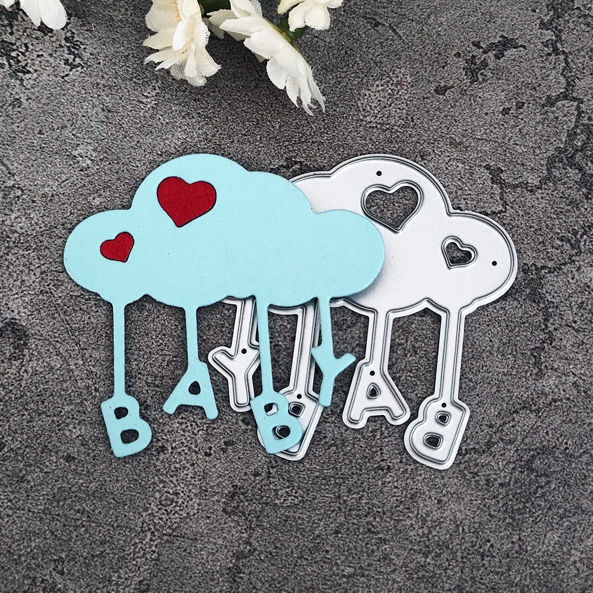 Baby Word Love Heart Cloud Metal Cutting Dies for Card Making Paper Embossing Die Cuts Sets Album Crafts 2023 Templates Stencils