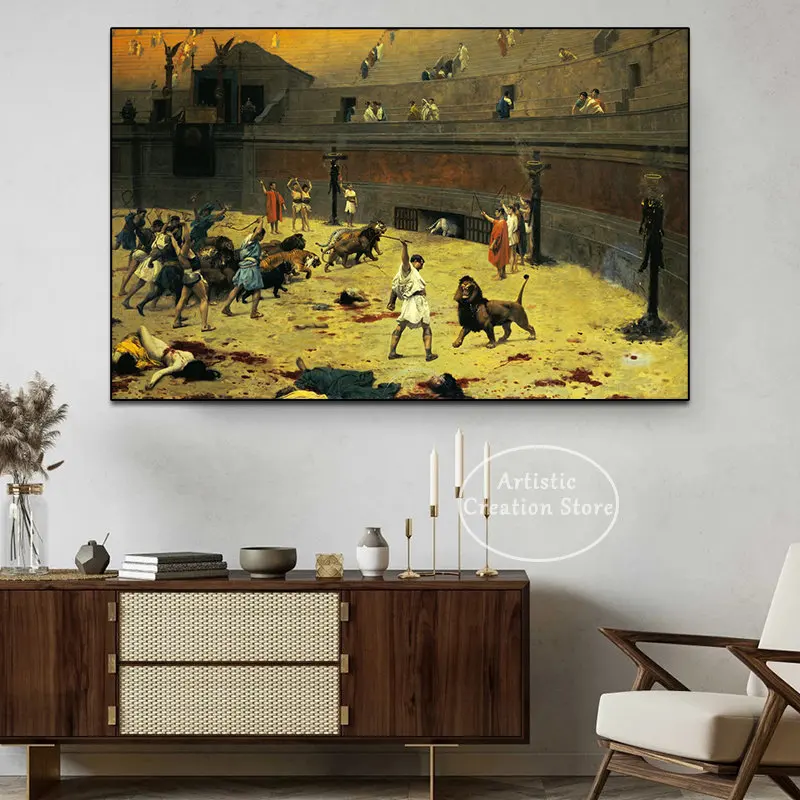 《Pollice Verso》Thumb Towards By Jean Leon Gerome Roman Gladiator Warrior Sparta Colosseum Print Canvas Wall Pictures Room Decor