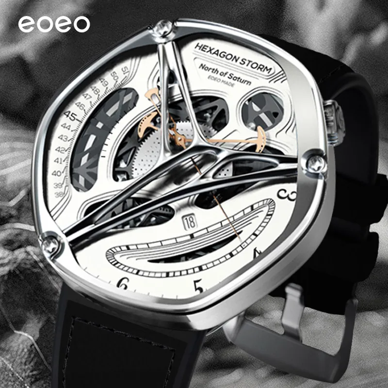EOEO Luxury Brand Mens orologi in acciaio inossidabile moda orologio da polso da uomo Business Hong Kong movimento orologio meccanico impermeabile