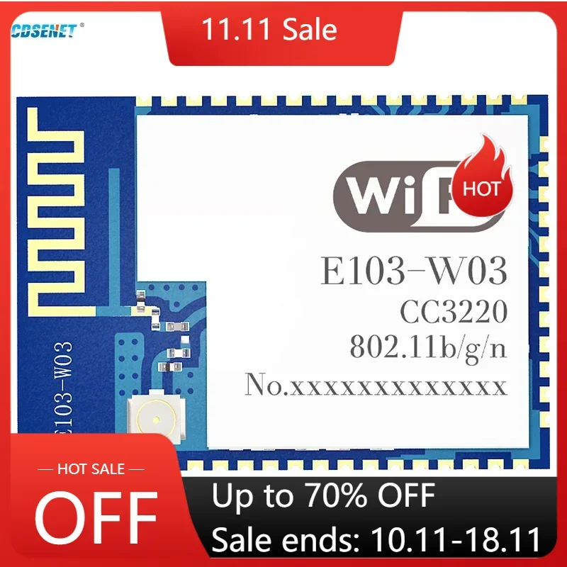 CC3220R Модуль последовательного Wi-Fi 2,4G SMD CDSENET E103-W03 18 дБм AT Command MQTT Modbus TCP UDP Веб-какет Подключение TSL/SSL 4-полосный STA