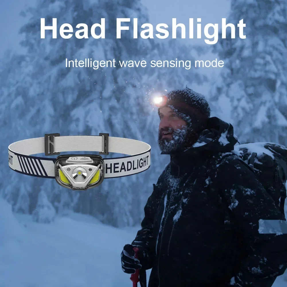 USB Rechargeable Headlamp Smart Motion Sensor LED Headlight Outdoor Waterproof Head Lamp Head Flashlight
