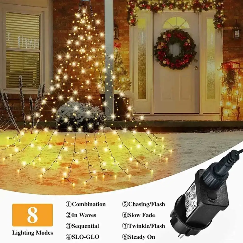 280LED في الهواء الطلق LED شجرة عيد الميلاد الديكور هدية الكريسماس جارلاند وامض سلسلة أضواء دافئة أبيض/RGB اختياري