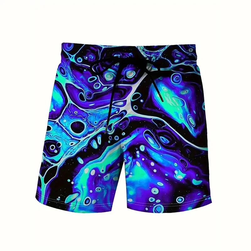 3D Printed Colorful Neon Short Pants For Men Dragon Landscape Pattern Beach Shorts Summer Casual Street Breathable Swim Trunks