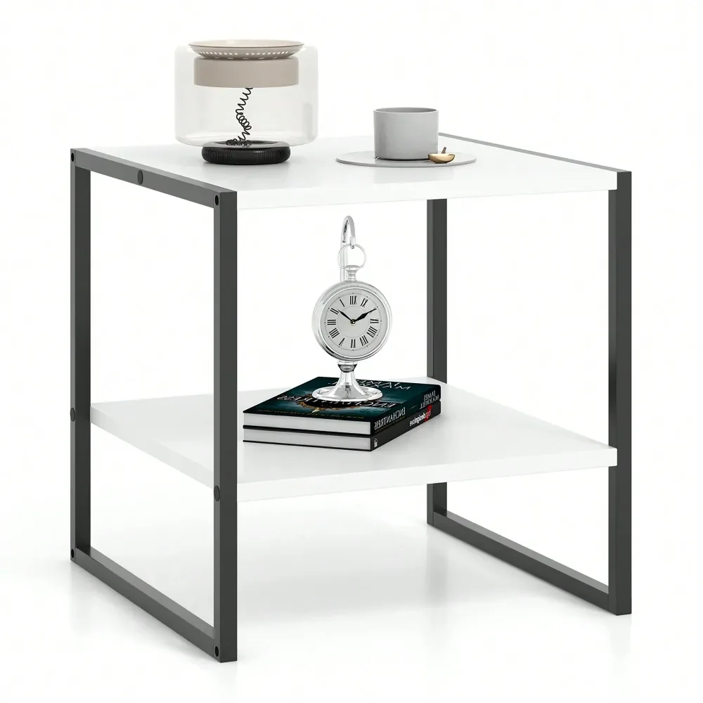 

20 2Tier End Table W Storage Shelf Reversible Design For Living Room