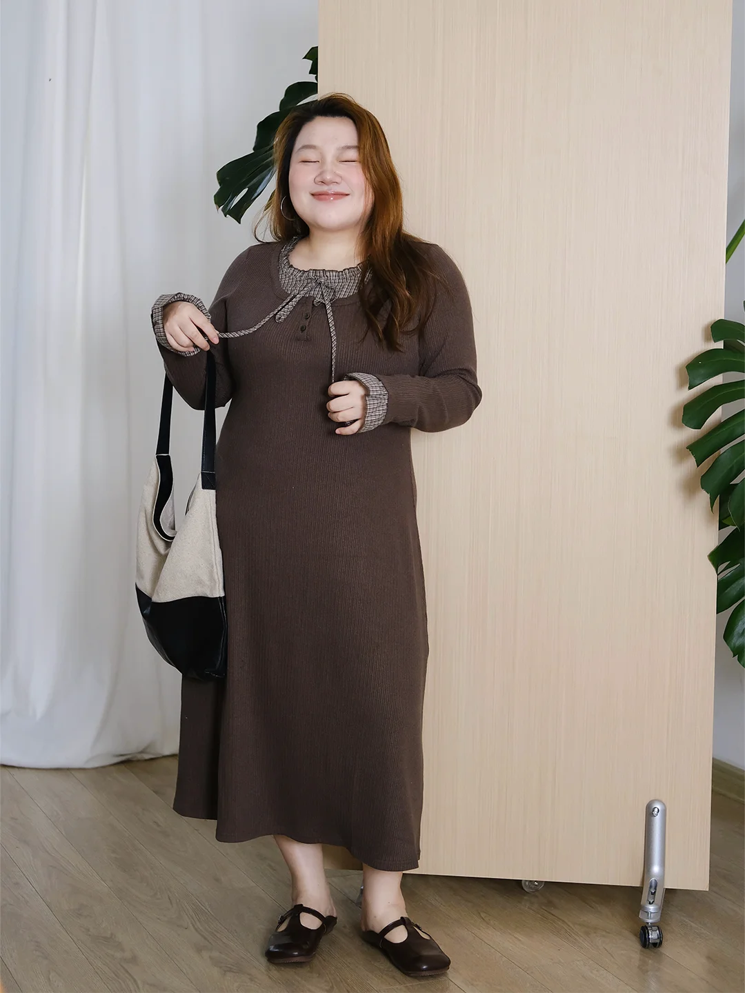 

Zooobaby04 Корейское женское платье с полосатыми вставками, приталенное, с завышенной талией, А-силуэт, длинное, осеннее, для повседневной носки