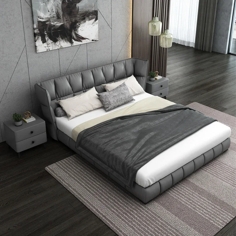 Double Soft Bed Set Nordic Master Bedroom Design Extremely Simple Modern Wedding Bed