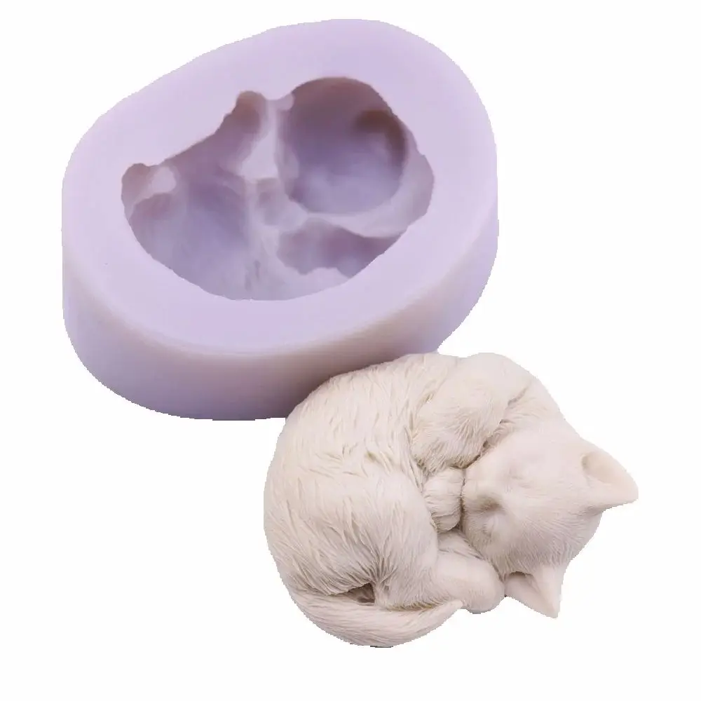 

3D Cute Sleep Cat Silicone Candle Mold Candy Chocolate Sugarcraft Mold DIY Gift Animal Craft Resin Soap Plaster Candle