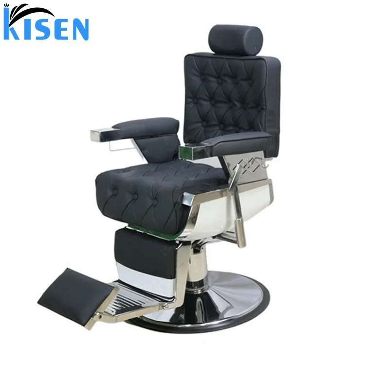 Kisen Vintage Beauty Salon Furniture Luxury Royal Black Hairdressing Chair Antique Barber Shop Chair For Sale