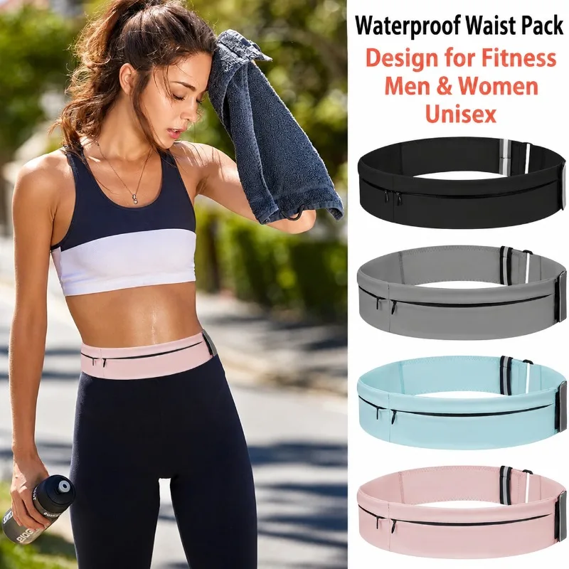 Invisible Water Bottle Waist Bag Hook and Loop Fastener Design Unisex Sports Fanny Pack Card Holder Pouch for Outdoor Running