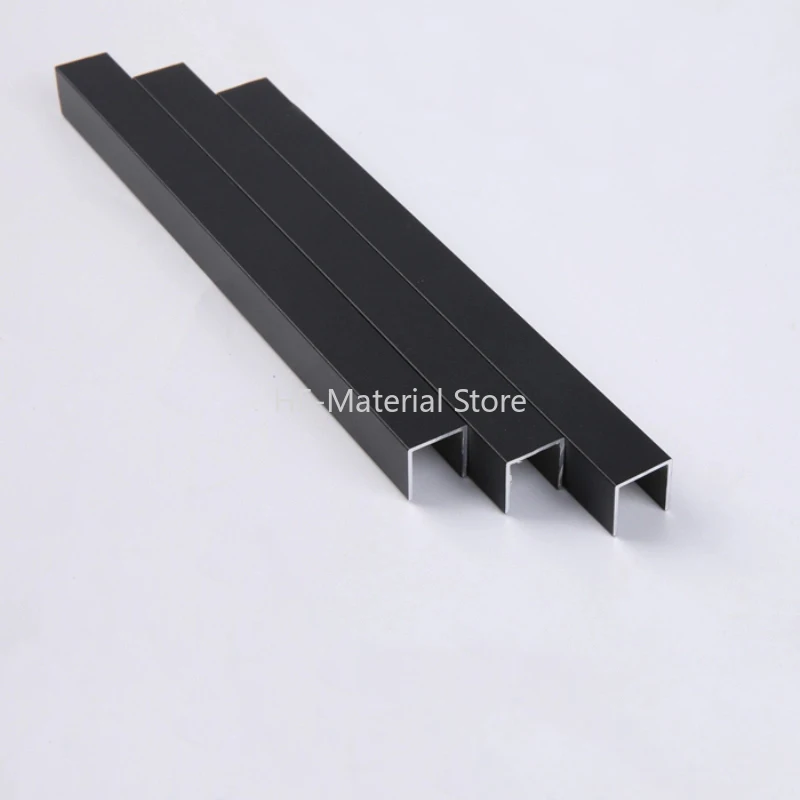 2Pcs Black Matte Aluminum Alloy U-shaped Slot 4x10mm-52x25mm Baked Paint Decorative Card Slot Grooves Partition Edge Wrapping