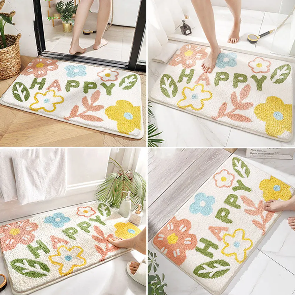 

Premium Non-Slip Bathroom Floor Mat with Lovely Cartoon Pattern Thickened Comfortable Ground Mat for Living Room Bedroom Entry