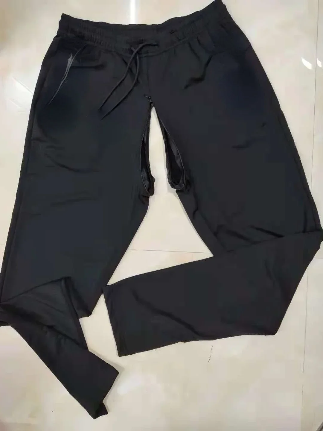 Pantalones de entrepierna abierta de verano para hombre, pantalones finos de aire acondicionado, pantalones casuales grandes transpirables, fibra de viscosa delgada elástica